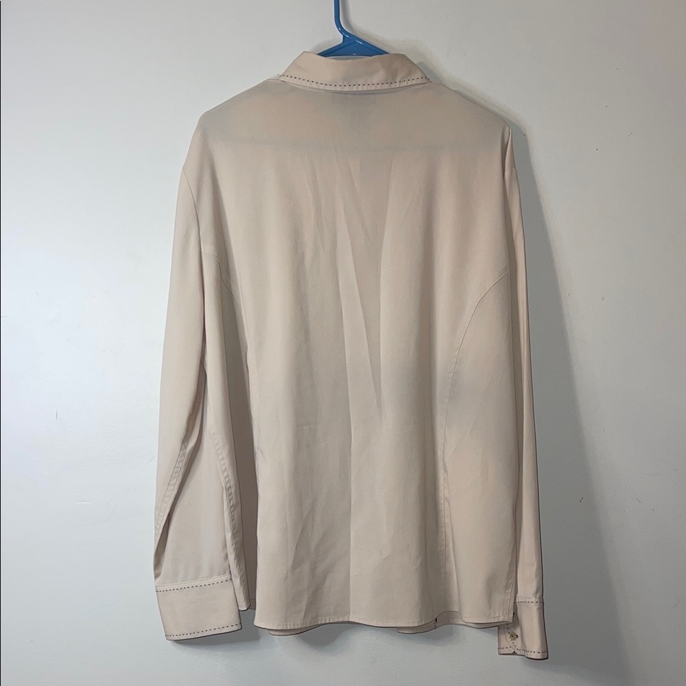 Ninety Women’s Cream Collared Dress Shirt Size 2X #219 - Picture 6 of 6